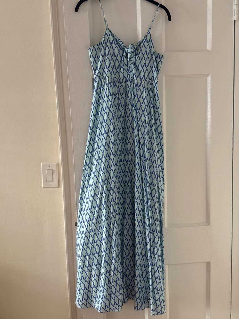Vineyard Vines Blue Patterned Maxi Dress with Spaghetti Straps